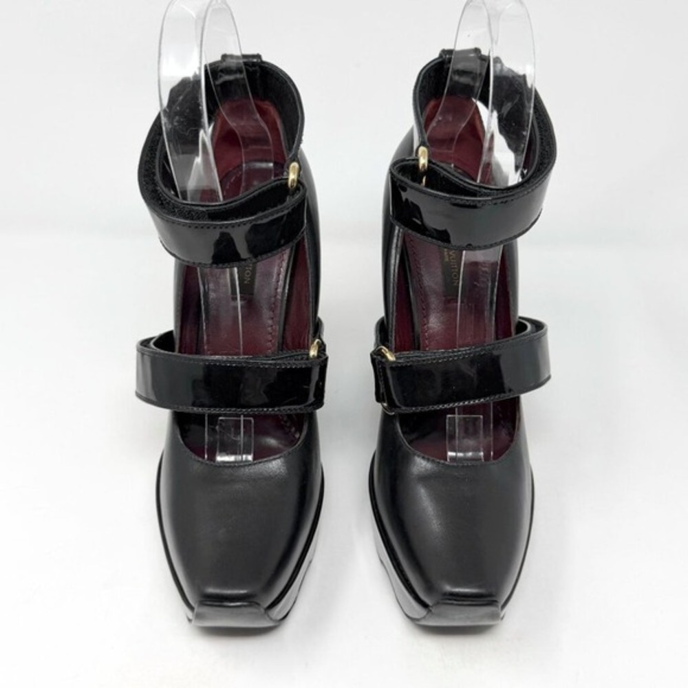 Louis Vuitton Black Leather Platform Heels Sandals EU 38.5‎ - Picture 3 of 10